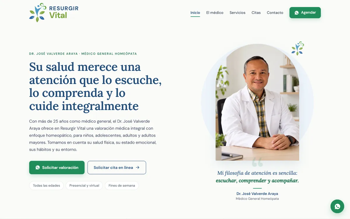 Sitio web de Resurgir Vital